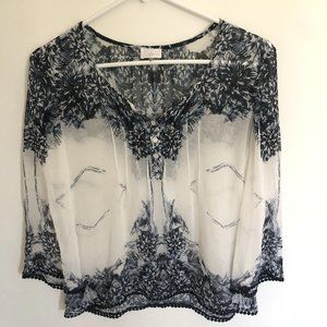 Ecru Silk bohemian print blouse